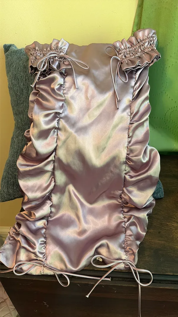 Silk mini purple dress - Image 2