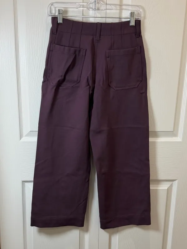 Women's Quince Ultra-Stretch Ponte Cropped Wide Leg Pants Dark Purple 0 - Image 8
