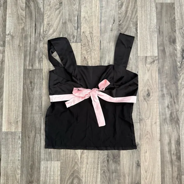 Princess Polly Coquette black and pink satin bow top - Image 5