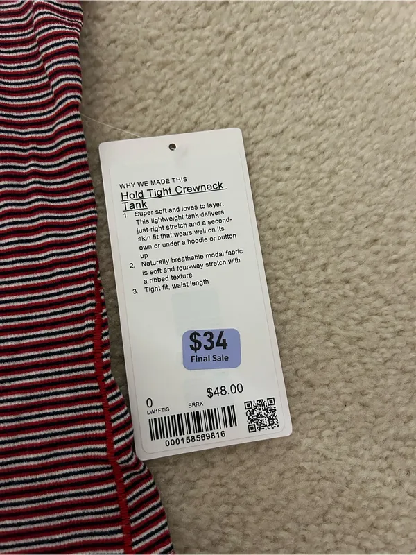 lululemon athletica Red Striped Sleeveless Tank - Image 3
