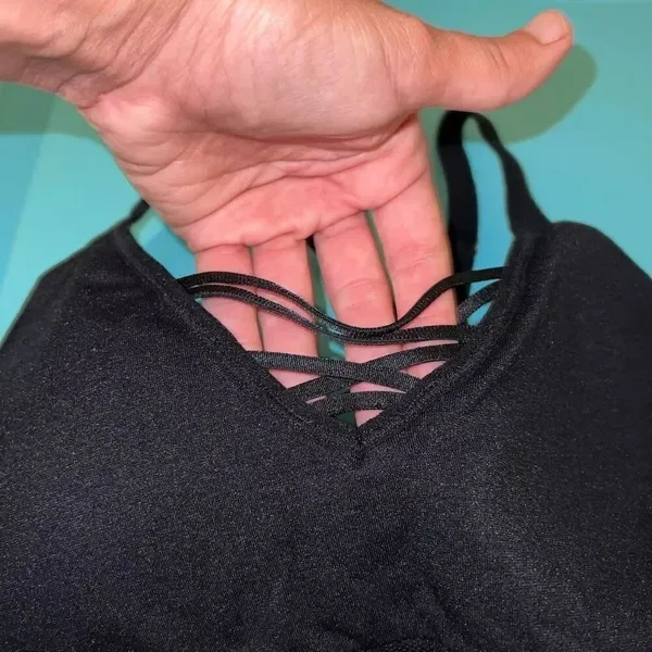 Strappy sports bra black corset style size M - Image 3