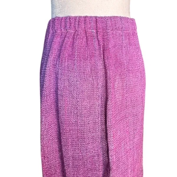 Handmade Vintage Pink Purple Tweed Fringe Skirt‎ Boho Statement Preppy Woven Statement - Image 5