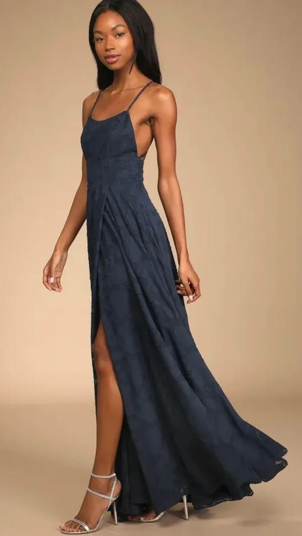 Lulus New Let There Be Romance Navy Blue Burnout Floral Maxi Dress - Image 3