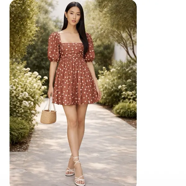 Abercrombie & Fitch Emerson Mini Dress XS Polka Dot Puff Sleeve Babydoll - Image 6