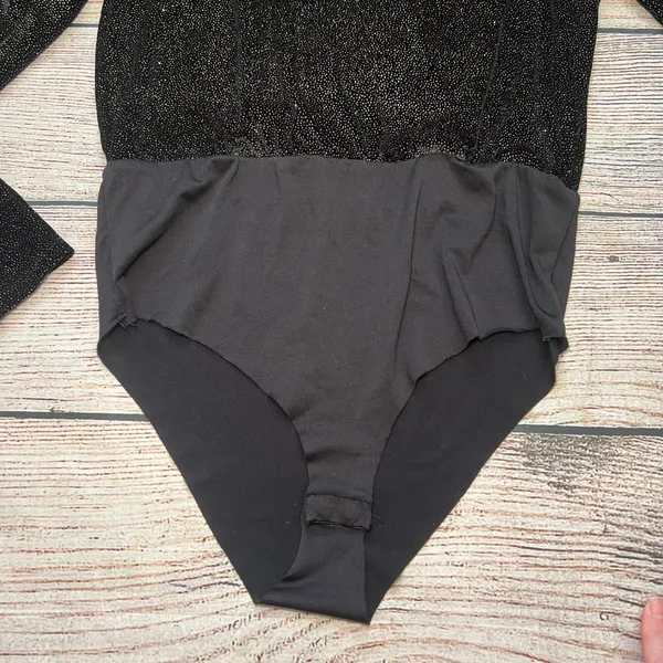Altar'd State Black Gold Glitter Bodysuit Womens Medium‎ Long Sleeve Party Top - Image 3
