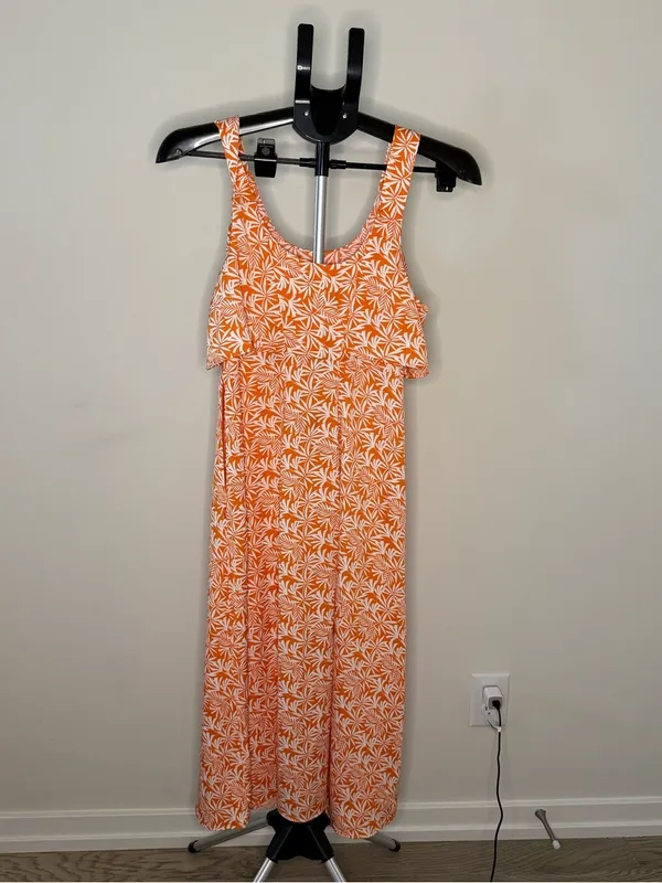 Ann Taylor Factory Orange Tropical Print Maxi Dress Size 6 - Image 3