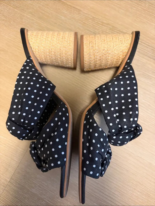 Dolce Vita Polka Dot Twisted Knot Slide Sandals Heels - Size 9 - Image 2