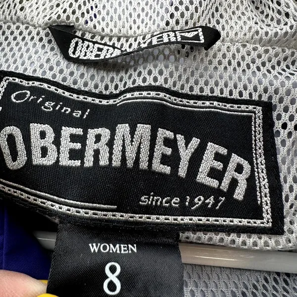 Obermeyer Windbreaker Ski Jacket Hood Full Zip Pockets Cinch Waist Purple 8 - Image 4