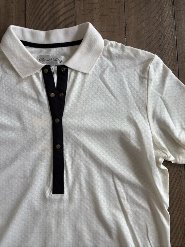 Sport Haley Women's White Polo with Black Contrast Placket - Image 2