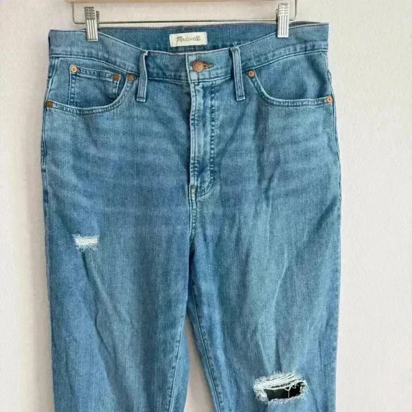 Madewell‎ The Perfect Vintage High Rise Distressed Raw Hem Jeans Women's Size 31 - Image 3