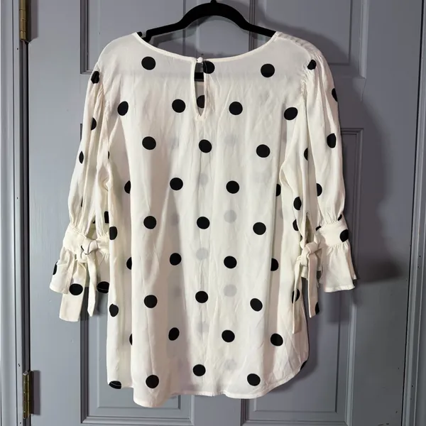 Ann Taylor White Blouse with Black Polka Dots - Image 5