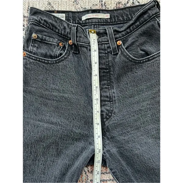 Levi’s Premium Ribcage Boot Cut Button Fly Black Jeans, Size 24 - Image 11