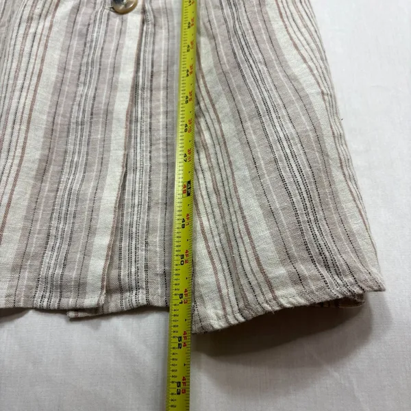 Indigo Rein Linen Dress Womens S Beige Striped Button‎ Skirt Coastal Boho Casual - Image 7