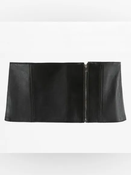 NWT Zara 100% Leather Black Waist Belt - Size Large - Image 5