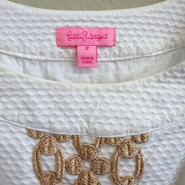 Lilly Pulitzer Shift Dress Resort White Size‎ 0 Seersucker Preppy Cruise- FLAWED - Image 4