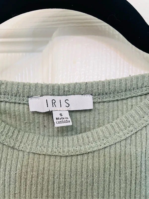 IRIS Sage Green Ribbed High Neck Tank Top Small - Image 2