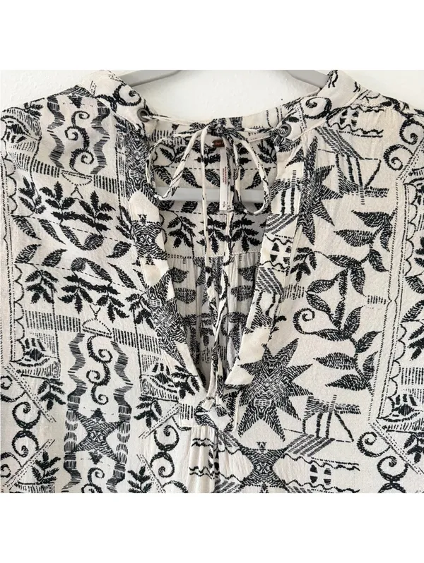 Free people Mia Boho Chic Tunic Viscose Tea Combo ivory/black women size small - Image 9