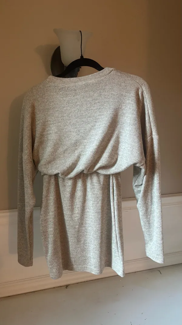 Beige Knitted Mini Sweater Dress Tan - Image 2