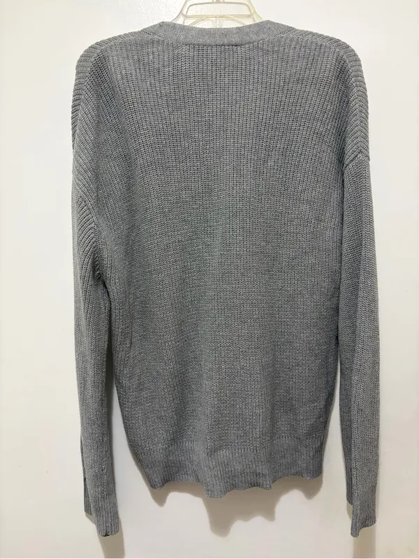 Hudson Jeans Cotton Button-Down Cardigan Sweater Grey Large - Image 5