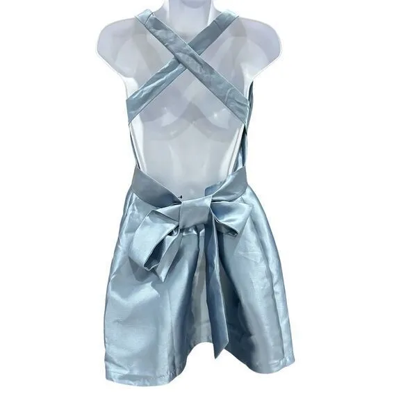 Lulu's NWT Posh Moment Slate Blue Backless Halter Dress Bow‎ Size XL - Image 4