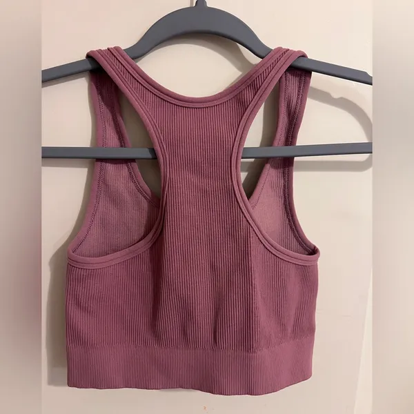 Free People Movement‎ Crop Tank Top Size XS Mauve Ribbed Athletic Athleisure - Image 2