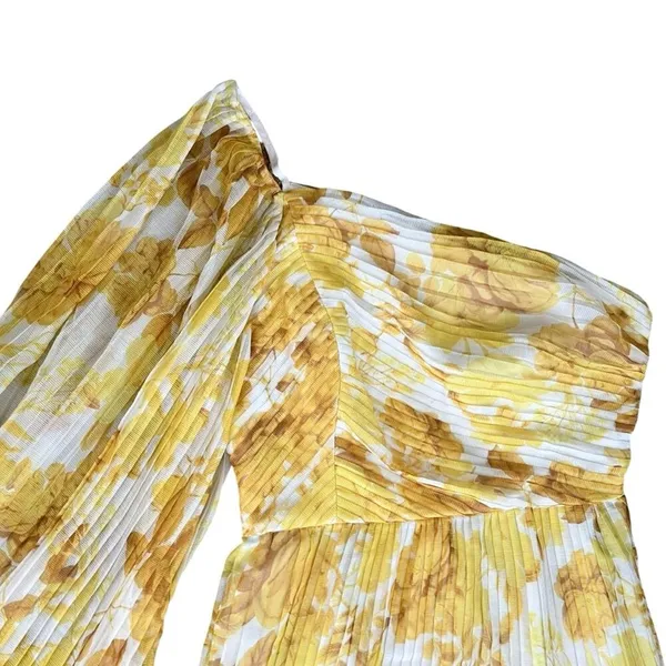 Anthropologie x La Maison Talulah Sunshine Yellow One Shoulder Floral Mini Dress - Image 3