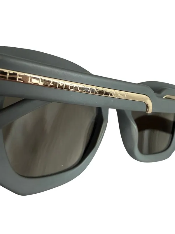 Stella McCartney Gray Square Frame Mirrored Lens Sunglasses Gold Trim Women's - Image 10
