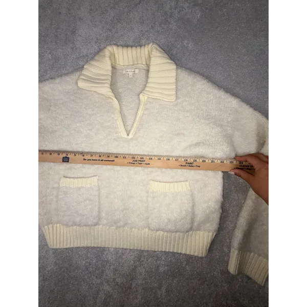 et clet sweater ivory collared patch pockets L‎ - Image 4