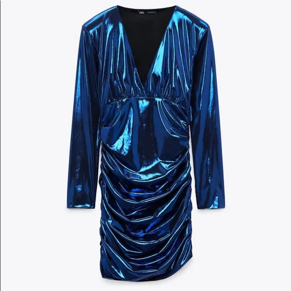 Zara Blogger Favorite Draped Laminated Dress - Image 8