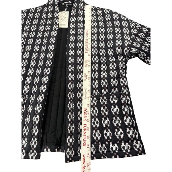 NWT Automet Quilted Open Front Jacket Black White Ikat‎ Small Boho - Image 7