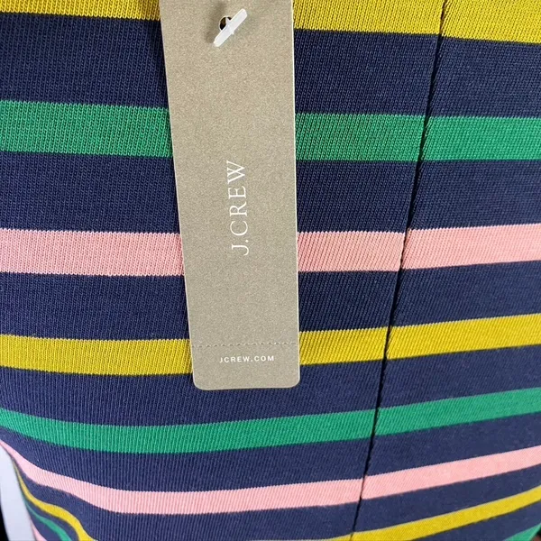 J. Crew Striped Knit‎ Midi Dress Long Sleeve Pink Green Yellow Navy Size 2 New - Image 4