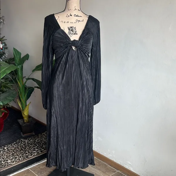 ARULA Cut Out Long Sleeve Black Midi Dress Size XL NWT - Image 5
