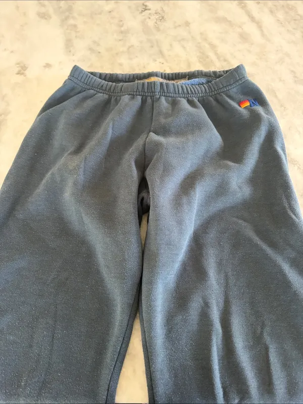 Aviator Nation Navy and Dark Blue Retro Stripe Logo Track Joggers - Image 2