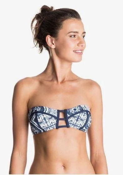 Roxy NWT  Visual Touch Bandeau bikini top- Large Blue - Image 3