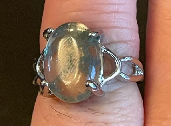 Greenish opal S925 silver ring size 5.25 - Image 9