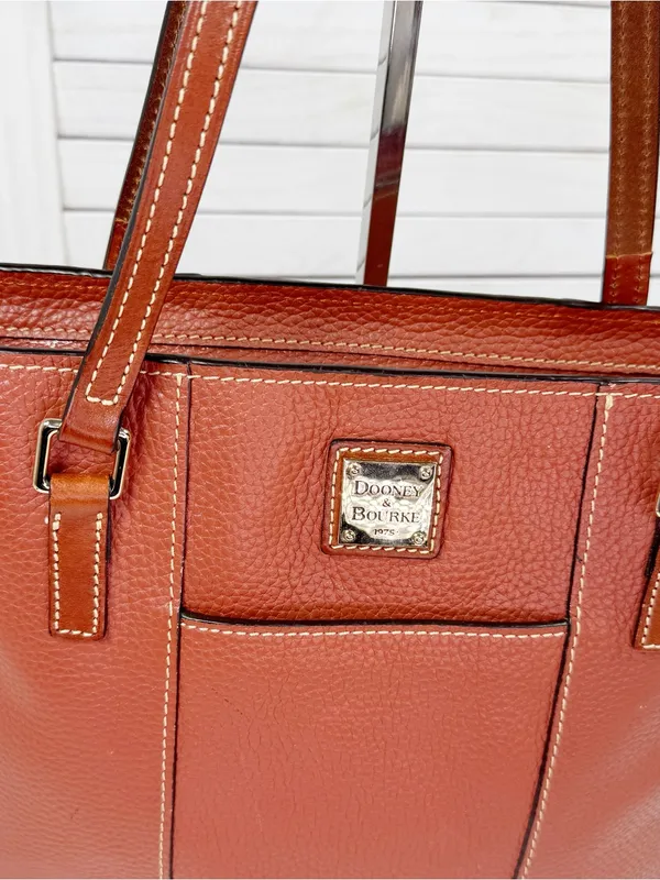 Dooney & Bourke Lexington Small Shopper Tote Bag Pebble Leather Carmel Brown - Image 7