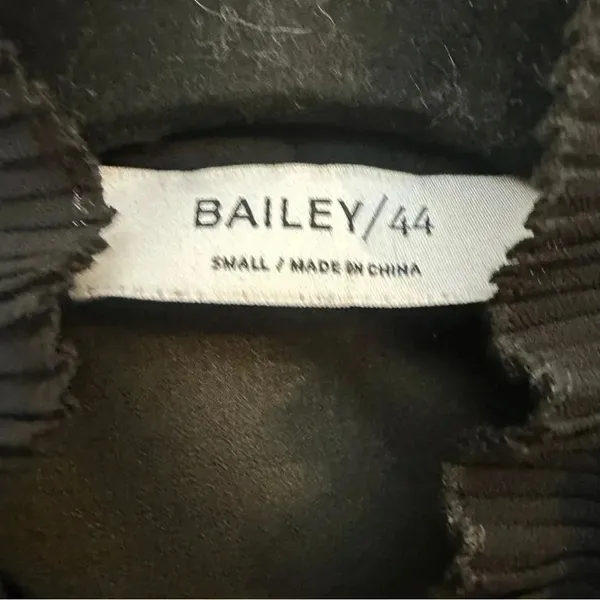 BAILEY‎ / 44 Black Sheer Ruffle Long Sleeve Blouse Womens Small​ - Image 3