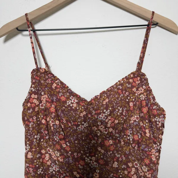 Trixxi Women Forest Fairy Maxi Dress Large Brown Floral Babydoll Cottagecore Boh - Image 3