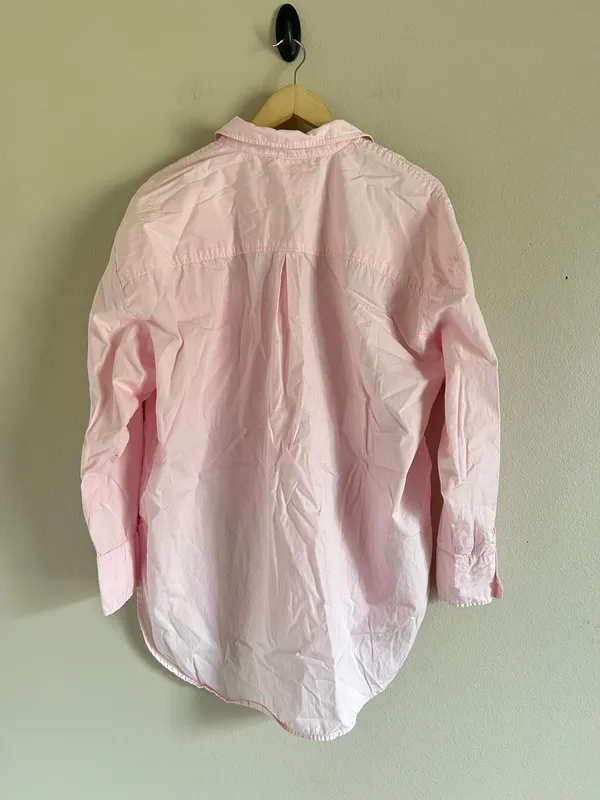 Anthropologie Maeve The Bennet Buttondown Shirt Top Pink Long Sleeve Large - Image 3
