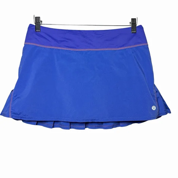 Lululemon Women's Run Skirt Size 6 Blue Pleated‎ Back Hidden Zipper Pocket - Image 2