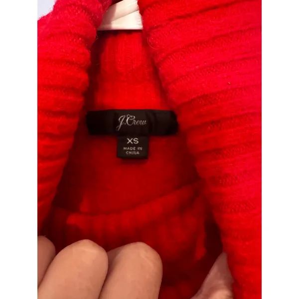 J.Crew Womens Supersoft Yarn Turtleneck Sweater Red Wool Alpaca‎ Blend XS - Image 3