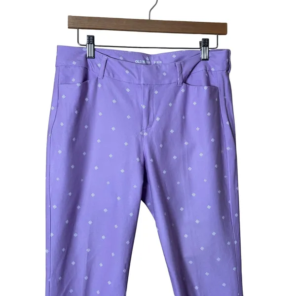 Old Navy Pixie Scallop Pants 10‎ Purple Floral Embroidered Preppy Cottagecore - Image 3