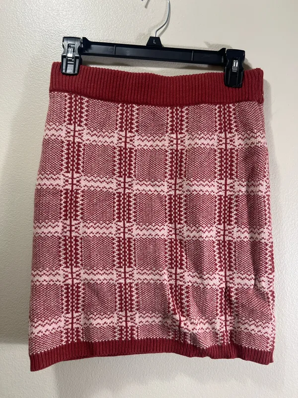 Best Match Rusty Rose Plaid Two-Piece Long Sleeve Sweater Dress - Image 7