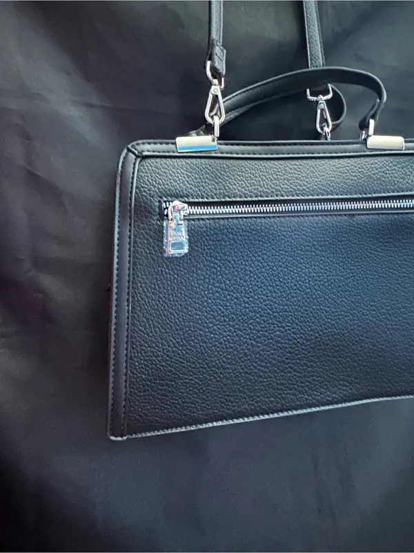 Steve Madden Black Embossed SM Box Shoulder HandBag - Image 9