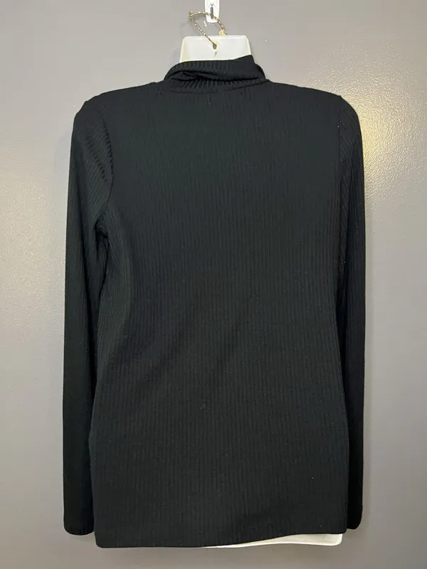 Madewell Shirt Womens Medium Black Ribbed Turtleneck Long Sleeve Stretch Top - Image 5