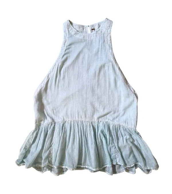 Free People Womens Aqua Size XS High Neck Peplum Tank Top - Image 3