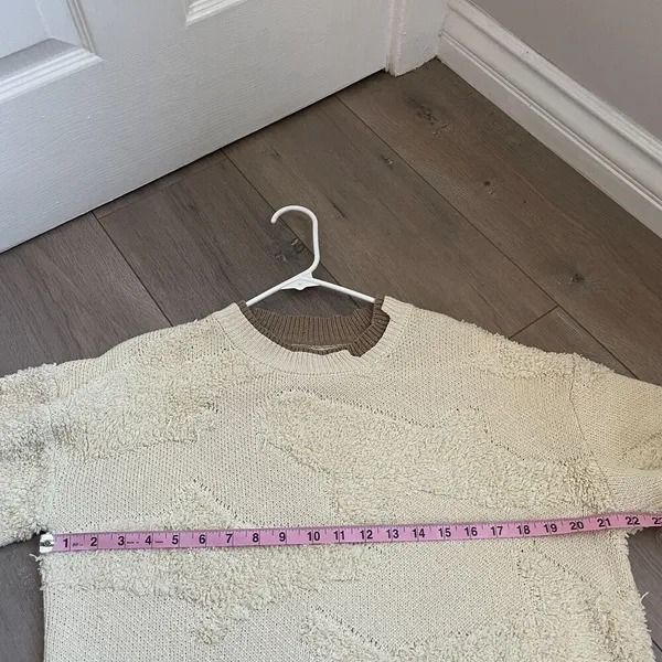 Vintage cotton double layer cloud sherpay crewneck sweater off white unisex M/L - Image 5