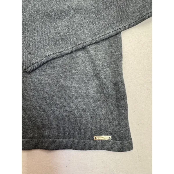 T Tahari Womens Mock Neck Sweater Top Size S Dark Grey Soft Knit Metallic Logo - Image 6