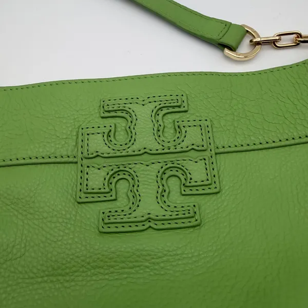Tory Burch Crossbody Bag Green Pebbled Leather Preppy Classic Colorful Designer - Image 2