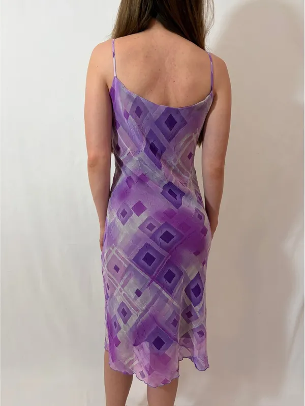 Lilac Purple Geometric Mesh DOuble Layer Fairy Vintage Carrie Bradshaw Dress - Image 6